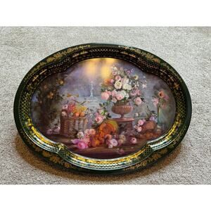 CHATSWORTH DERBYSHIRE AUTUMN by Patricia Machin Tin Tray England Green Oval